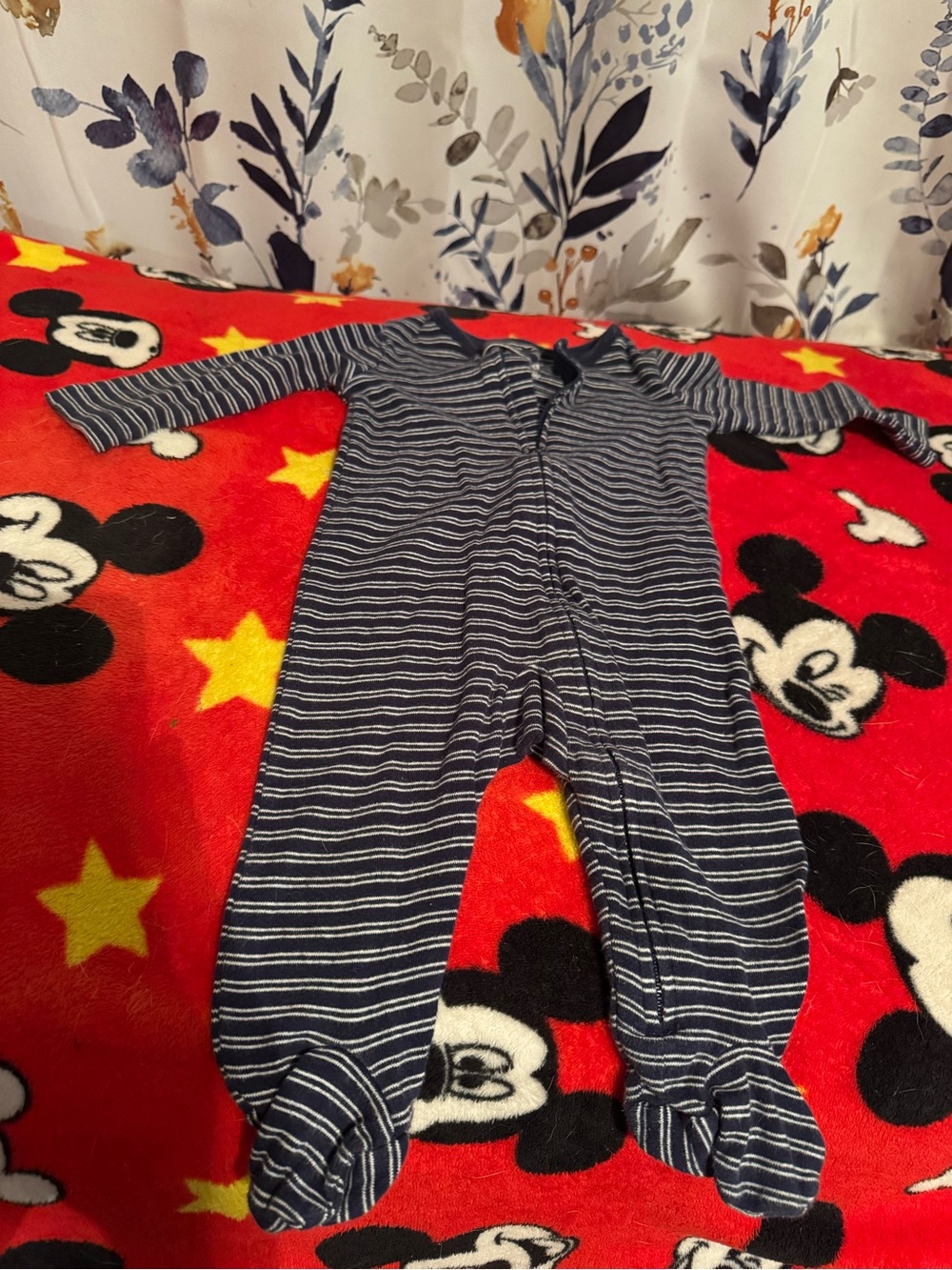 child of mine Navy and White Striped Footed One-Piece C5